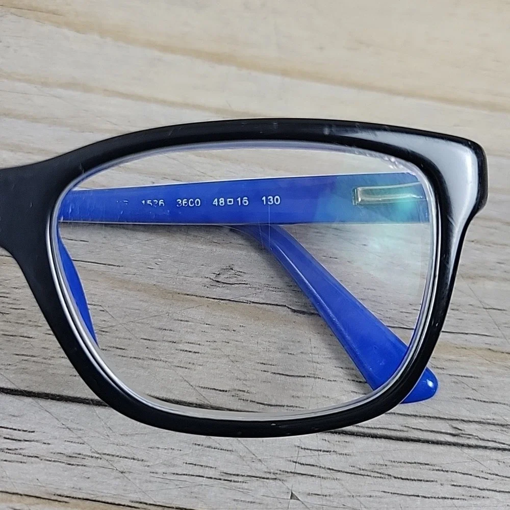 Ray-Ban Jr RB1536 3600 Youth Black Blue Square Eyeglasses 48-16 130 FRAMES ONLY‎